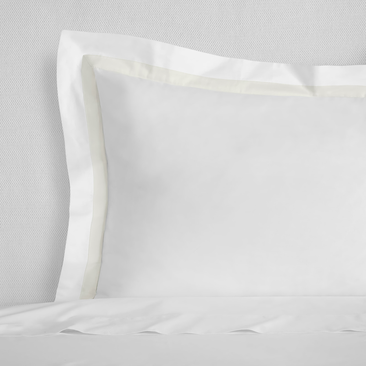 Sham Closeup of Sferra Estate Bedding in White and Ivory