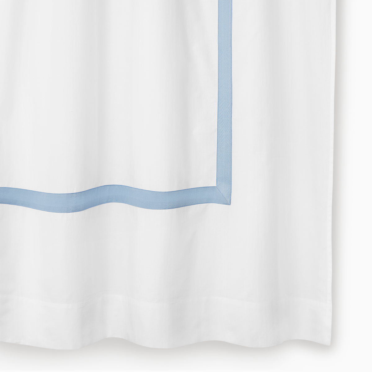 Fabric Closeup of Sferra Estate Shower Curtain in White and Sea Color