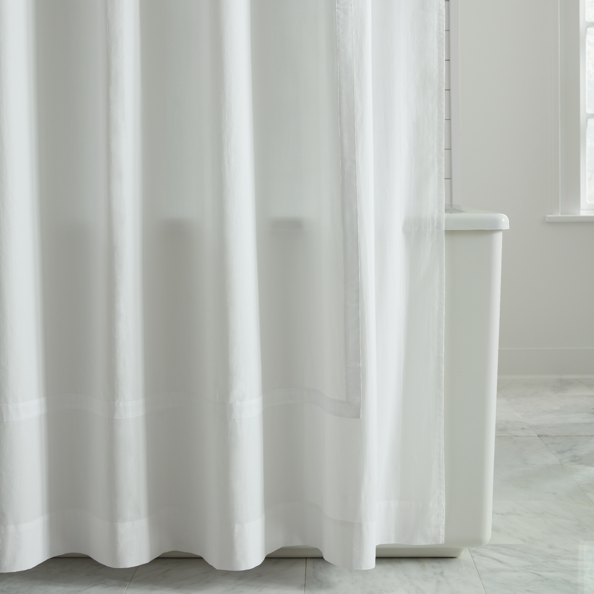 Bottom Photo of Sferra Estate Shower Curtain in White and White Color