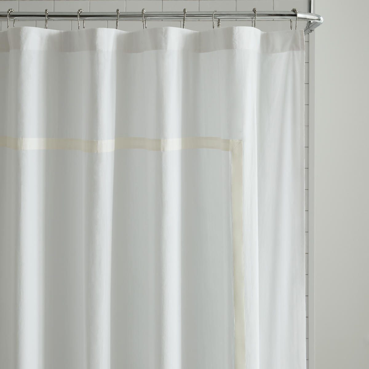 Top Photo of Sferra Estate Shower Curtain in White and Ivory Color