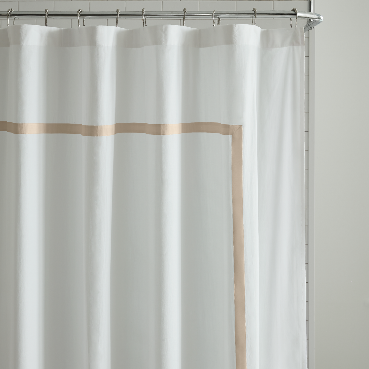 Top Photo of Sferra Estate Shower Curtain in White and Sand Color