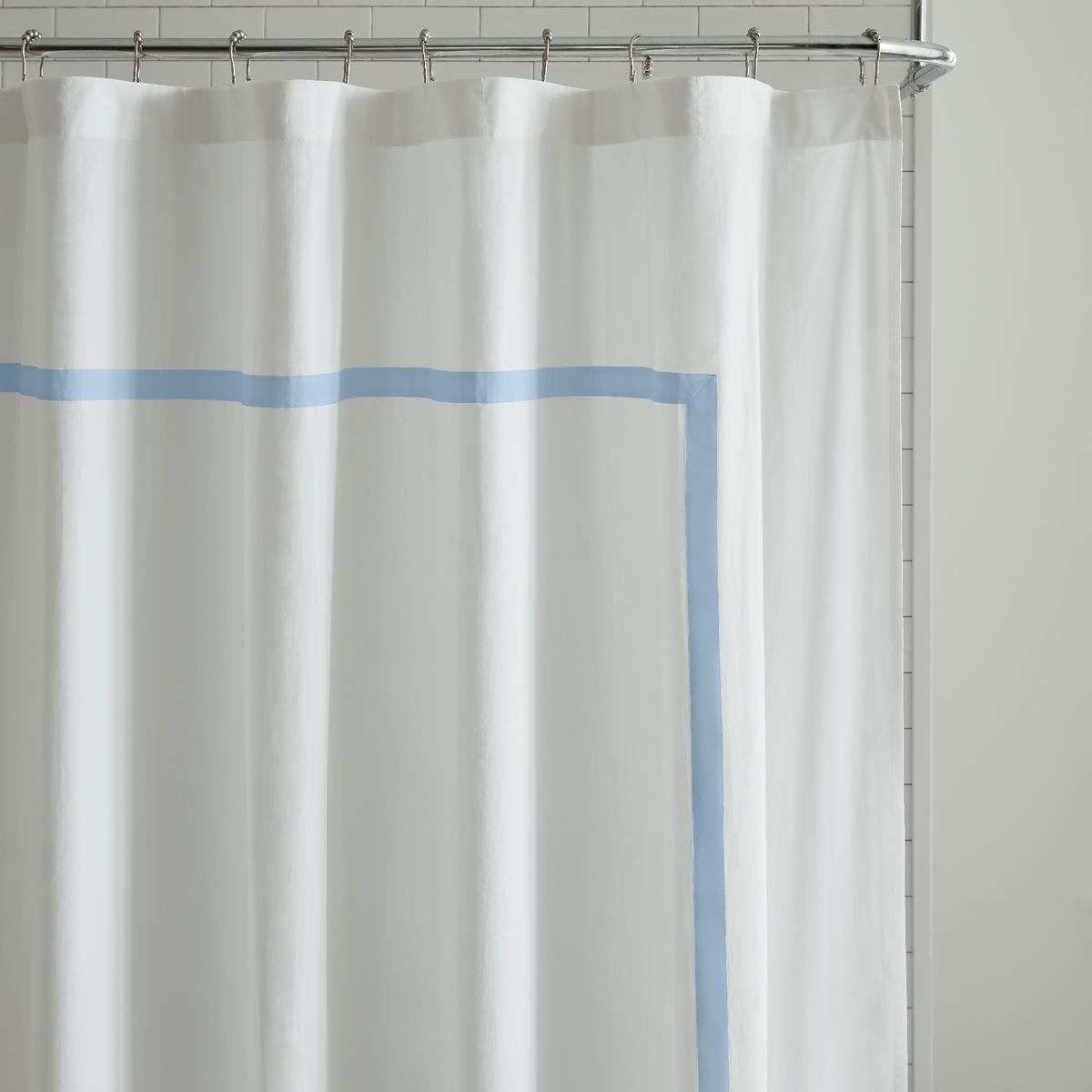 Top Photo of Sferra Estate Shower Curtain in White and Sea Color