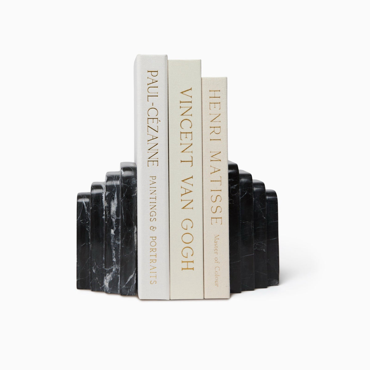 Sferra Fermalibri Marble Bookends in black with books