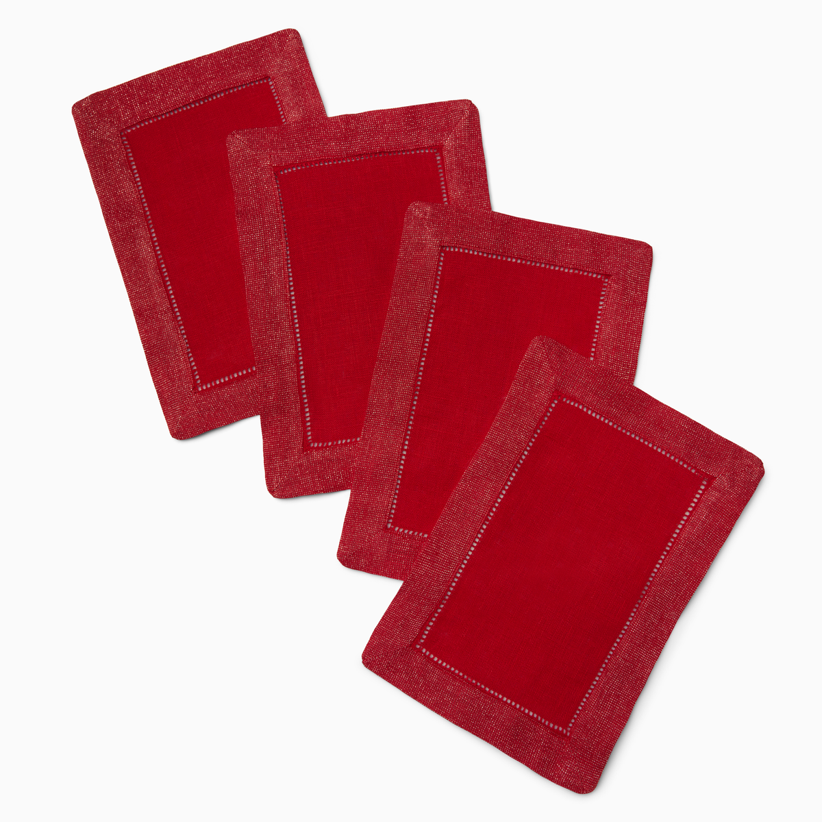 4 Pack of Sferra Filetto Cocktail Napkins Red Gold