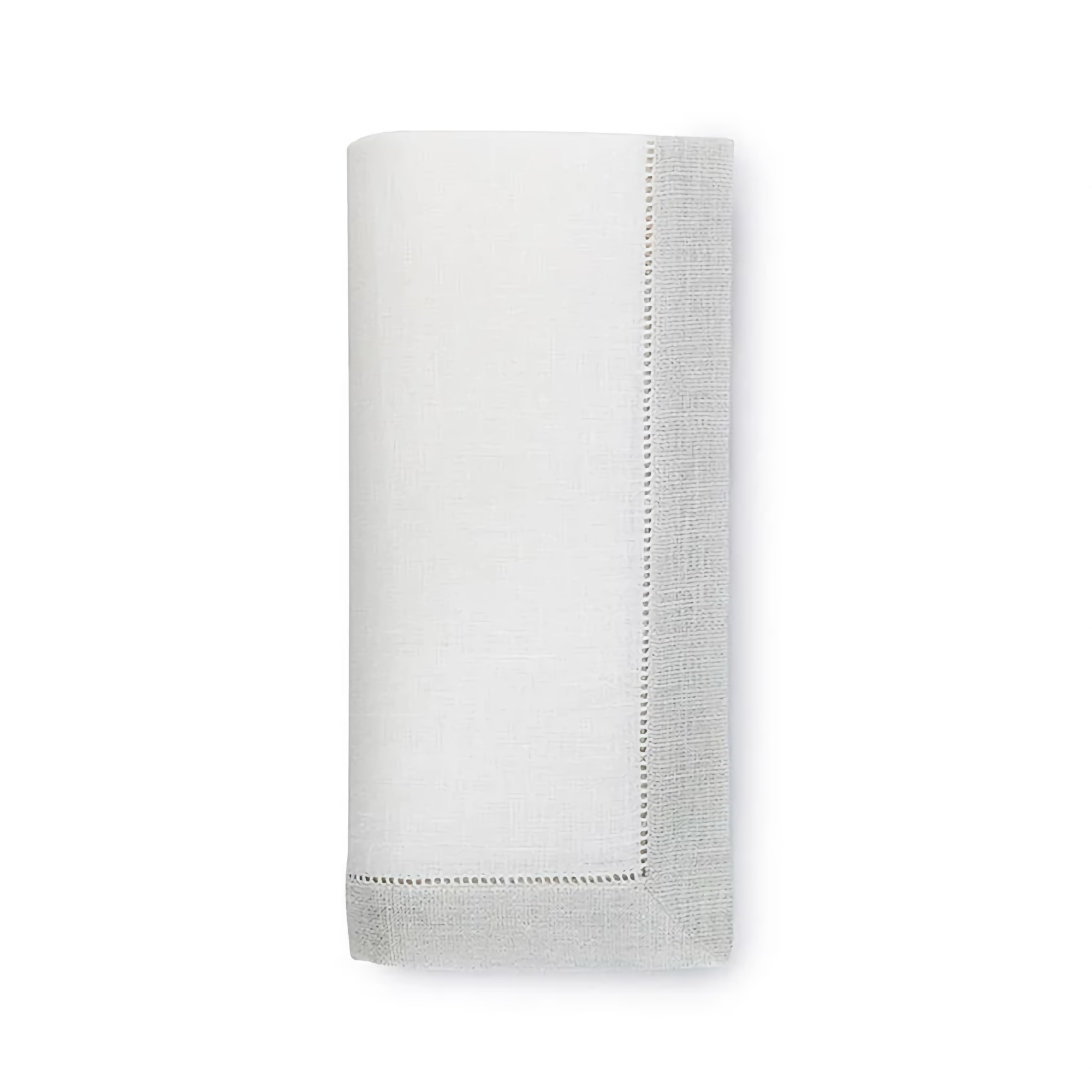 White Silver Dinner Napkin of Sferra Filetto Table Linens