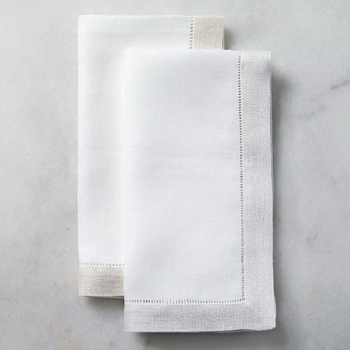 White Silver and White Gold Dinner Napkins of Sferra Filetto Table Linens