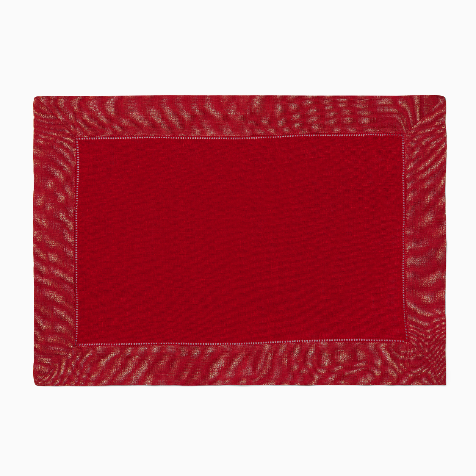 Closeup Shot of Sferra Filetto Cocktail Napkins Pack Red Gold