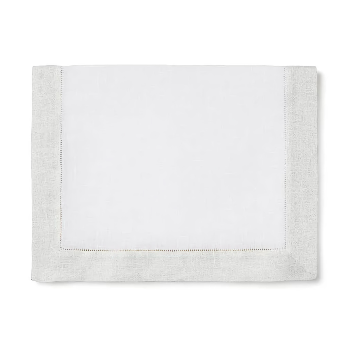 White Silver Folded Table Runner of Sferra Filetto Table Linens