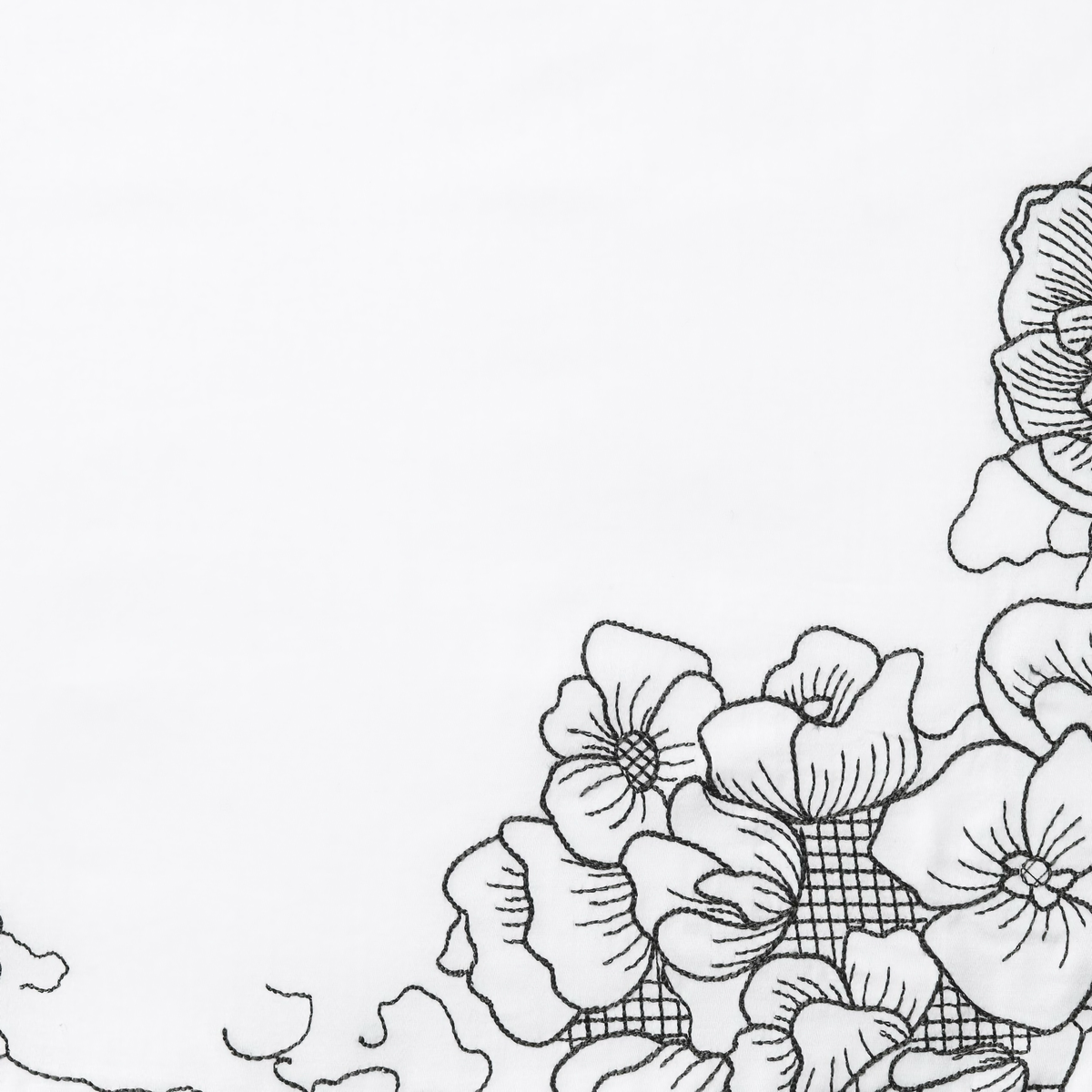 Embroidery Detail of Sferra Fiorella Decorative Pillow in White and Graphite color