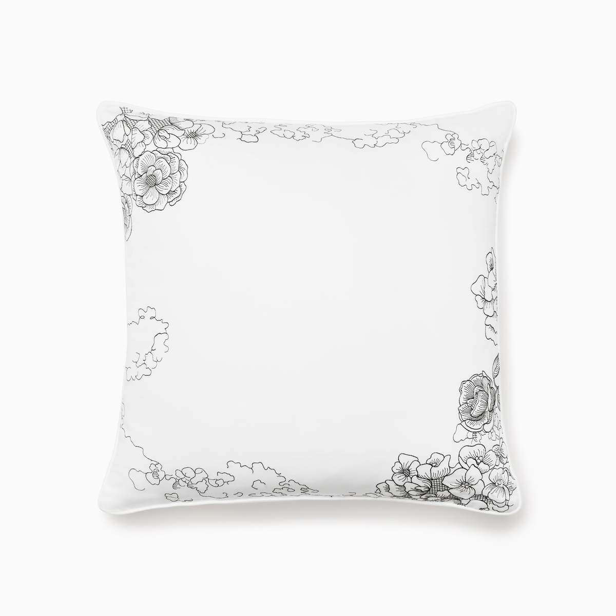 Silo of Sferra Fiorella Decorative Pillow in White and Graphite color