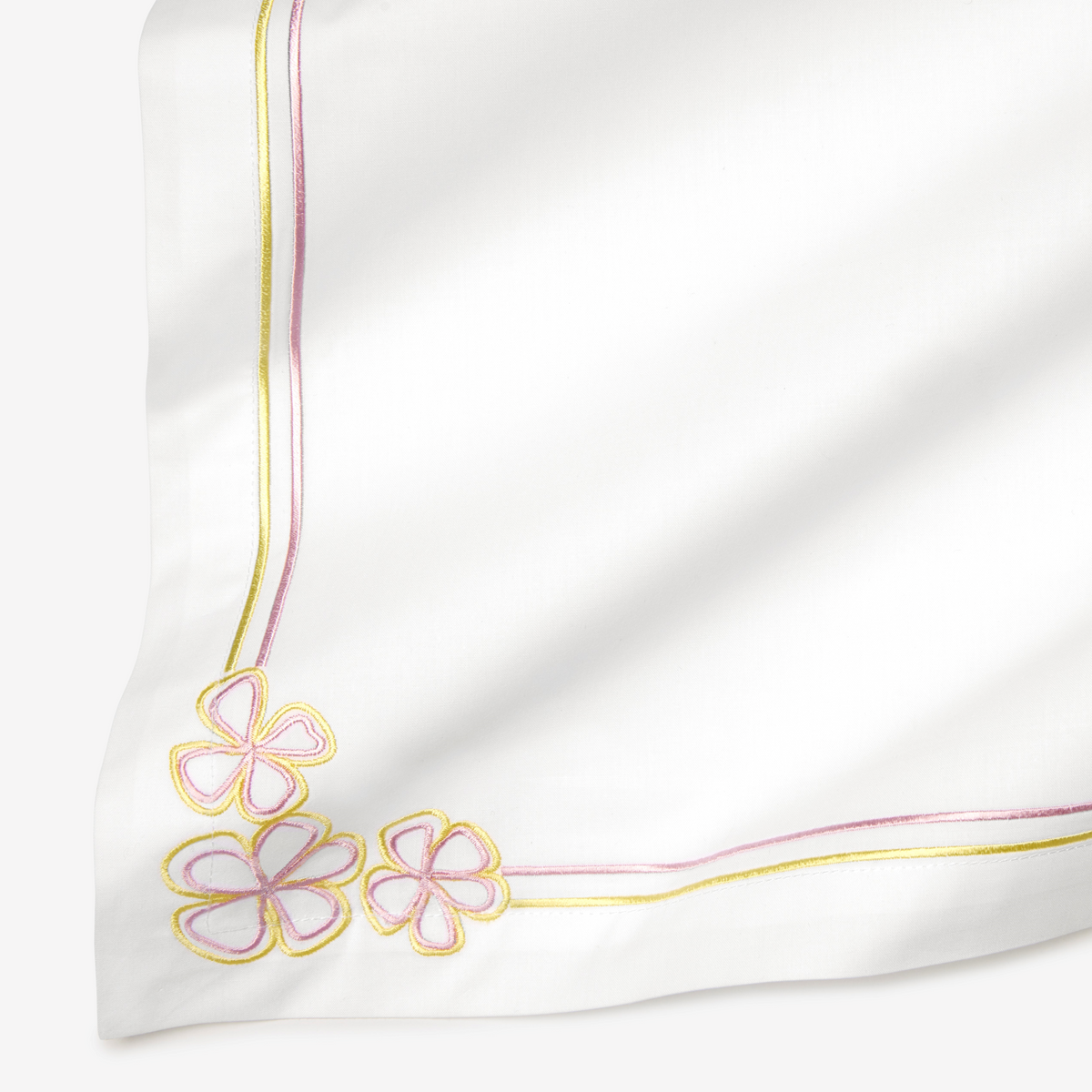 Sferra Fiorina Bedding Flat Sheet White/Carnation Texture