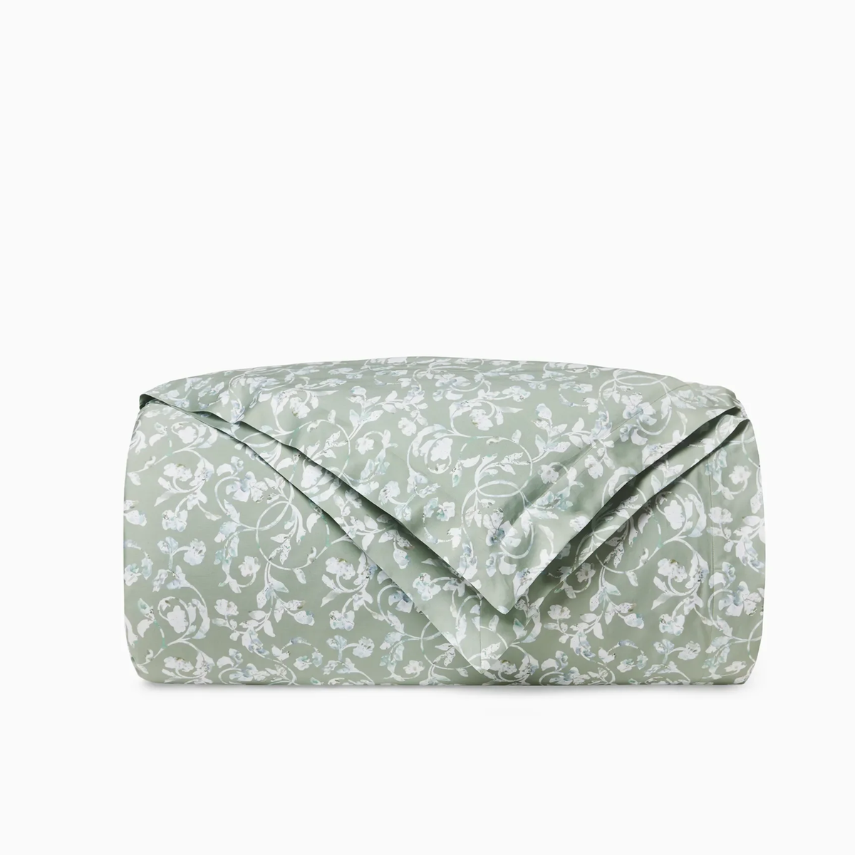 Folded Sferra Fronda Duvet Cover in Sage