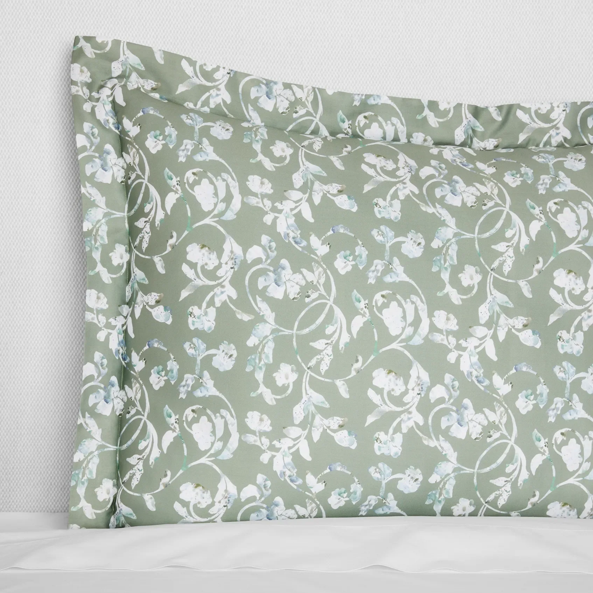 Closeup of Sferra Fronda Sham in Sage