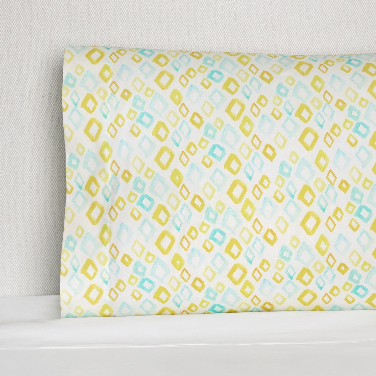 Sferra Geometrico Bedding Pillowcase Aqua