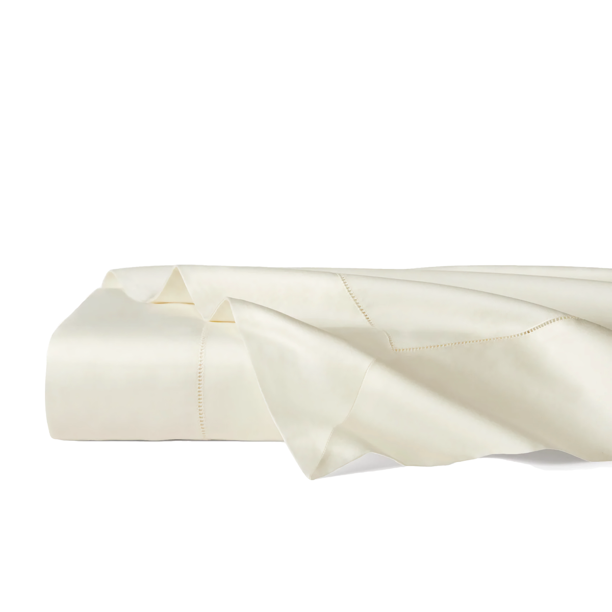 Flat Sheet Closeup of Sferra Giotto Luxury Bedding in Ivory Color