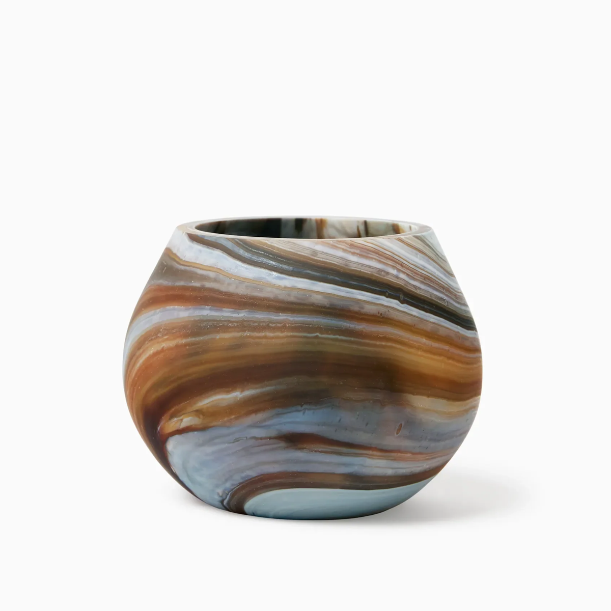 Bark Sferra Giove Marbled Votive Holder—a stunning piece of unique home decor against a white background