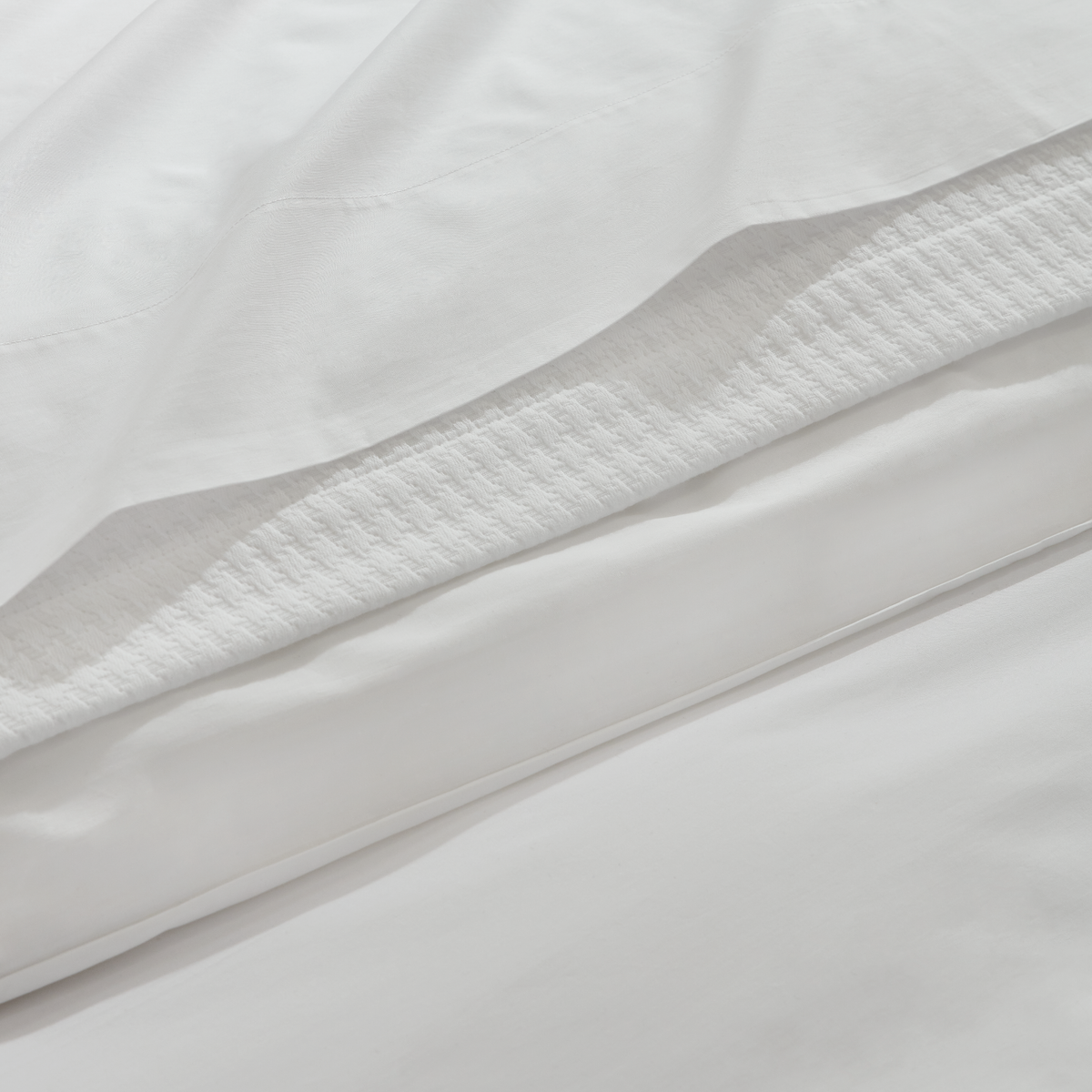 Detail Closeup of White Sferra Giza 45 Corto Percale Collection