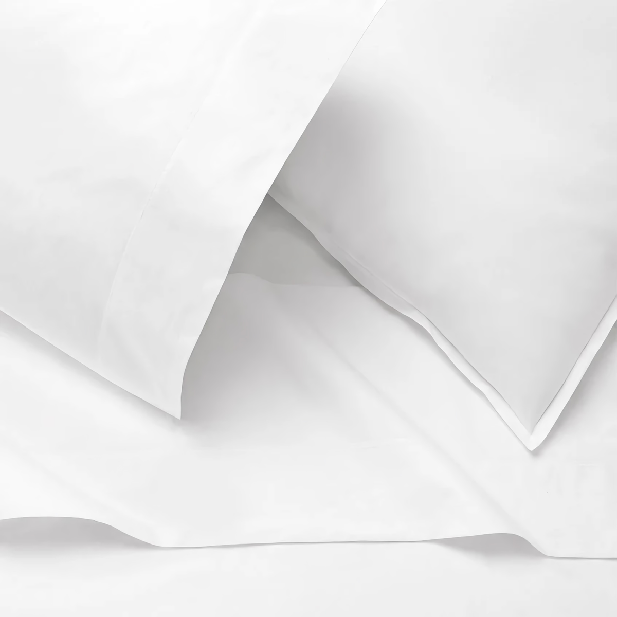 Closeup of Sferra Giza 45 Corto Percale Bedding in Color White