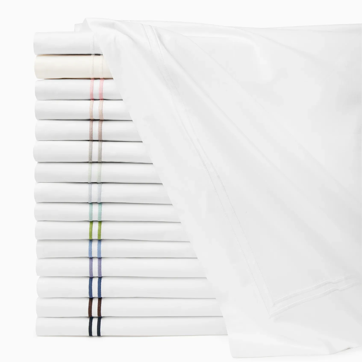 Stack of Sferra Grande Hotel Bedding Flat Sheet 2026 colors