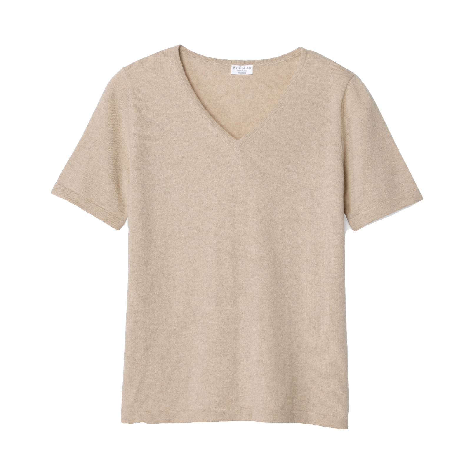 Tan Sferra Intimita Short Sleeve Top against White Background