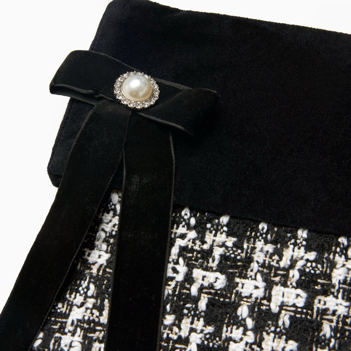 Closeup of Sferra Jingle Holiday Stocking in Black