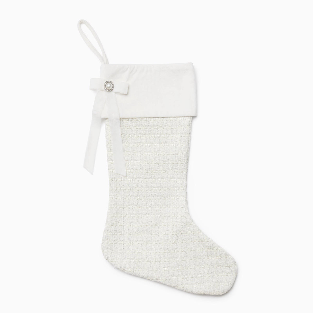 Sferra Jingle Holiday Stocking in Ivory