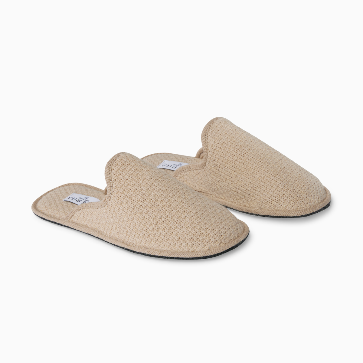 Pair of Beige Sferra Lena Women&#39;s Slippers in Diagonal View