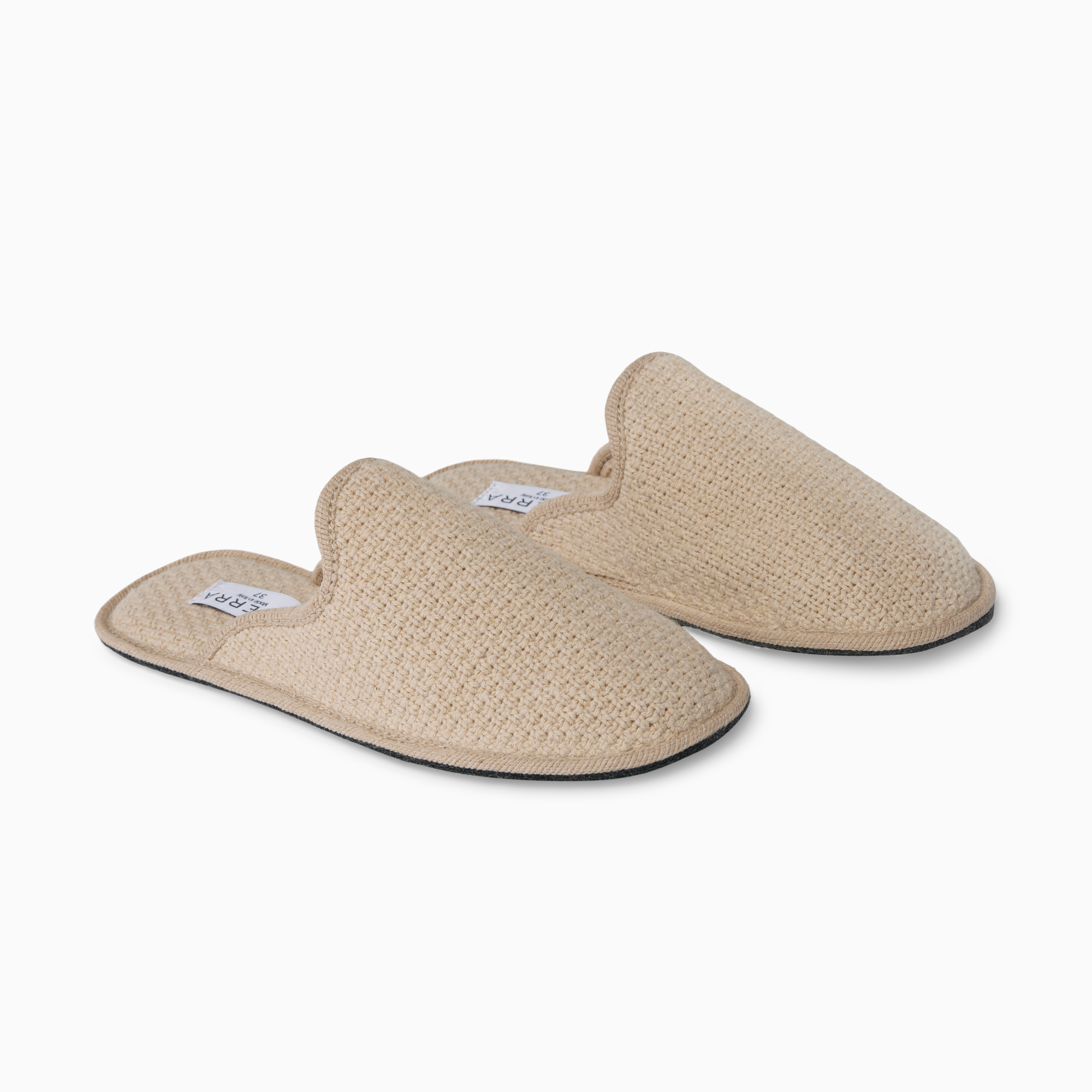 Pair of Beige Sferra Lena Women's Slippers in Diagonal View