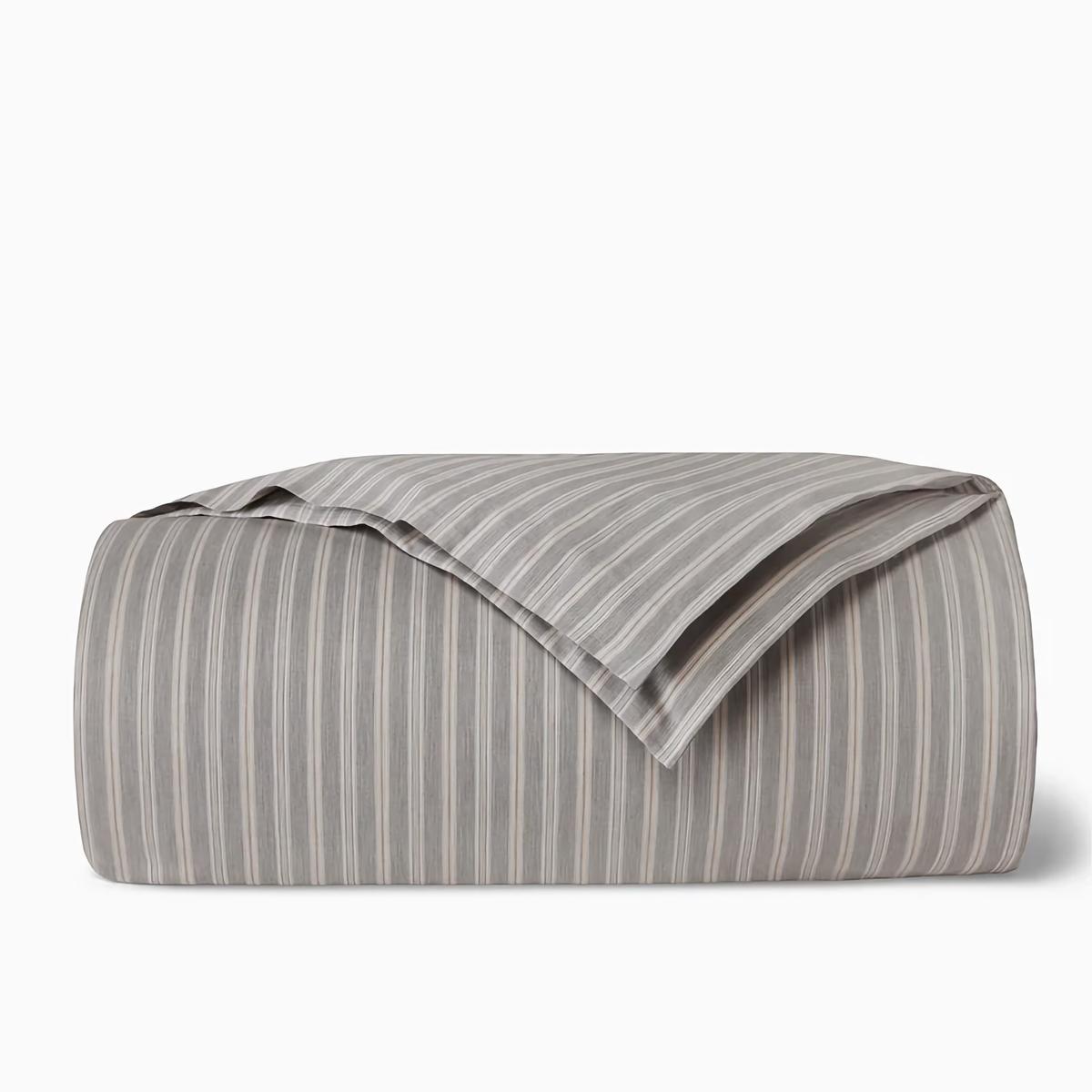 Folded Duvet Cover of Full Bed in Sferra Leranto Bedding in Color Titanium