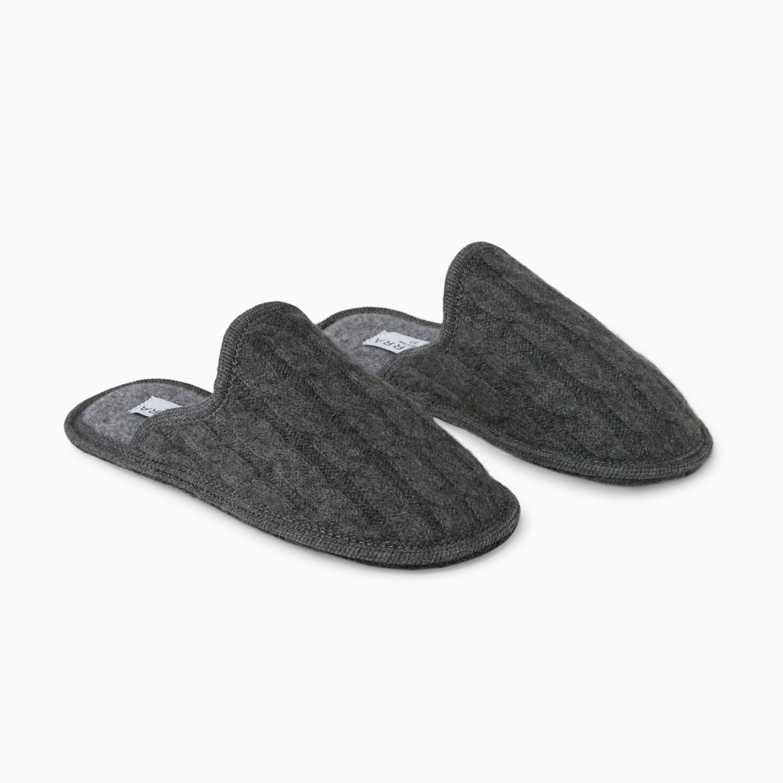 Diagonal View of a Pair of Grey Sferra Leta Women's Slippers