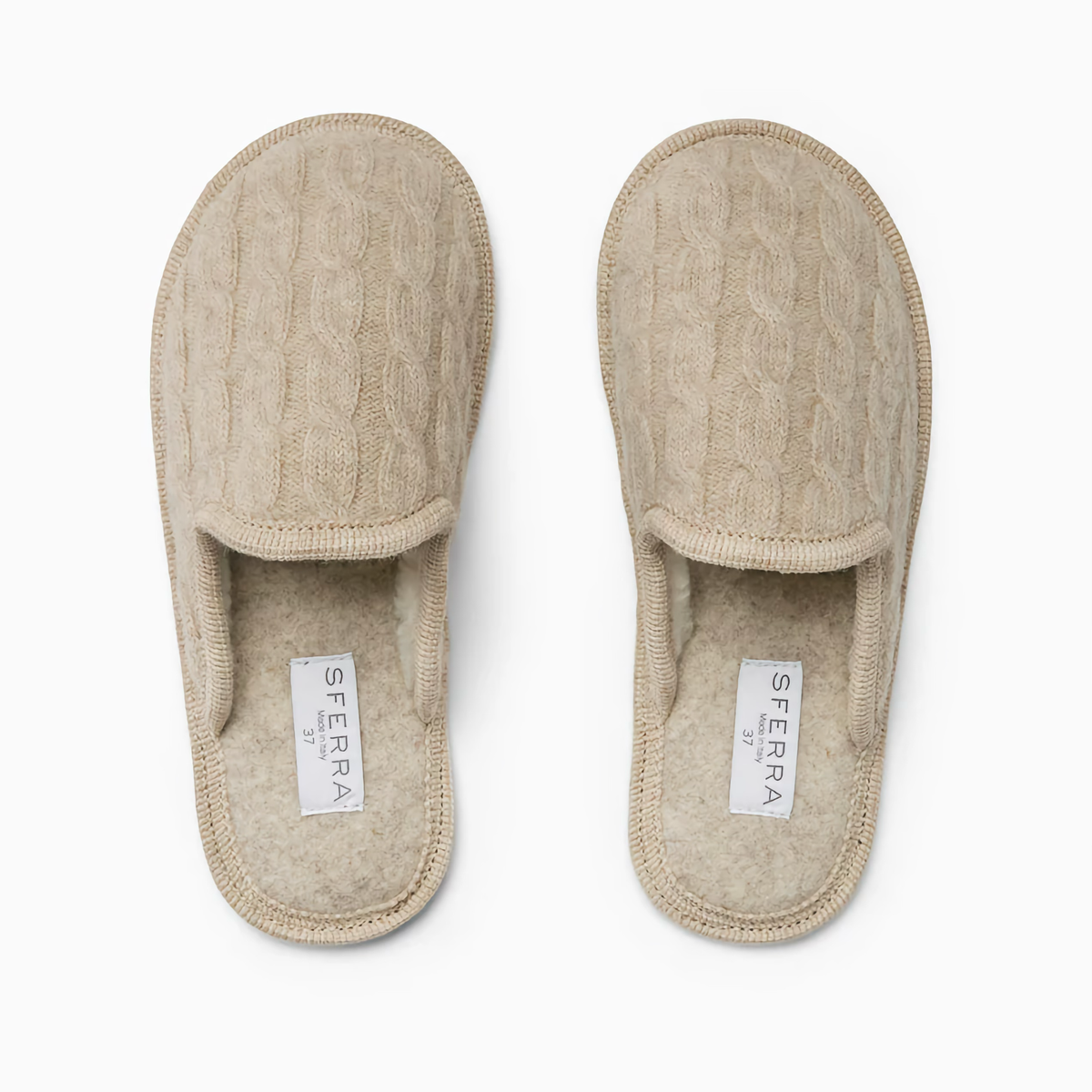 Top View of a Pair of Beige Sferra Leta Women&#39;s Slippers