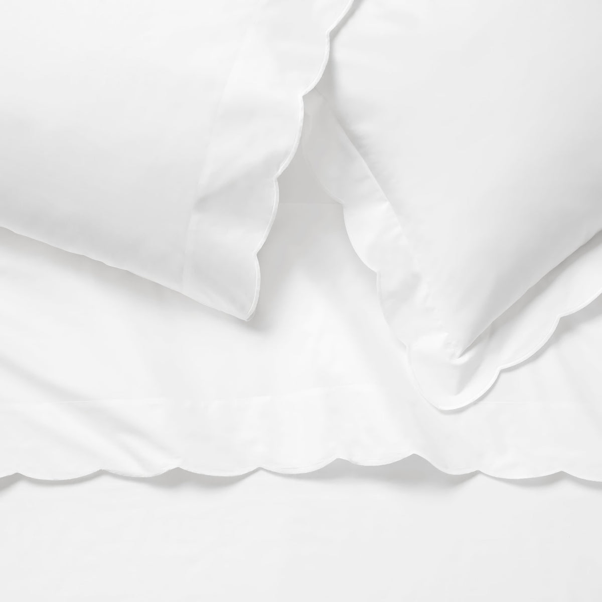 Detail view of Sferra Limana Bedding in White/White Color