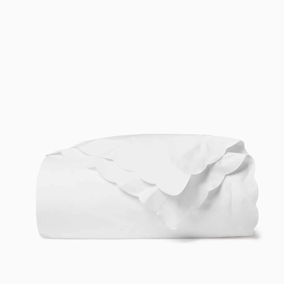 Folded Duvet Cover of Sferra Limana Bedding in White/White Color