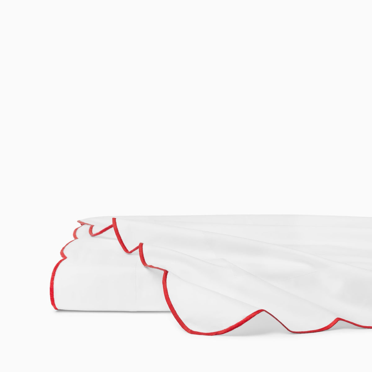 Flat Sheet of Sferra Limana Bedding in White/Persimmon Color