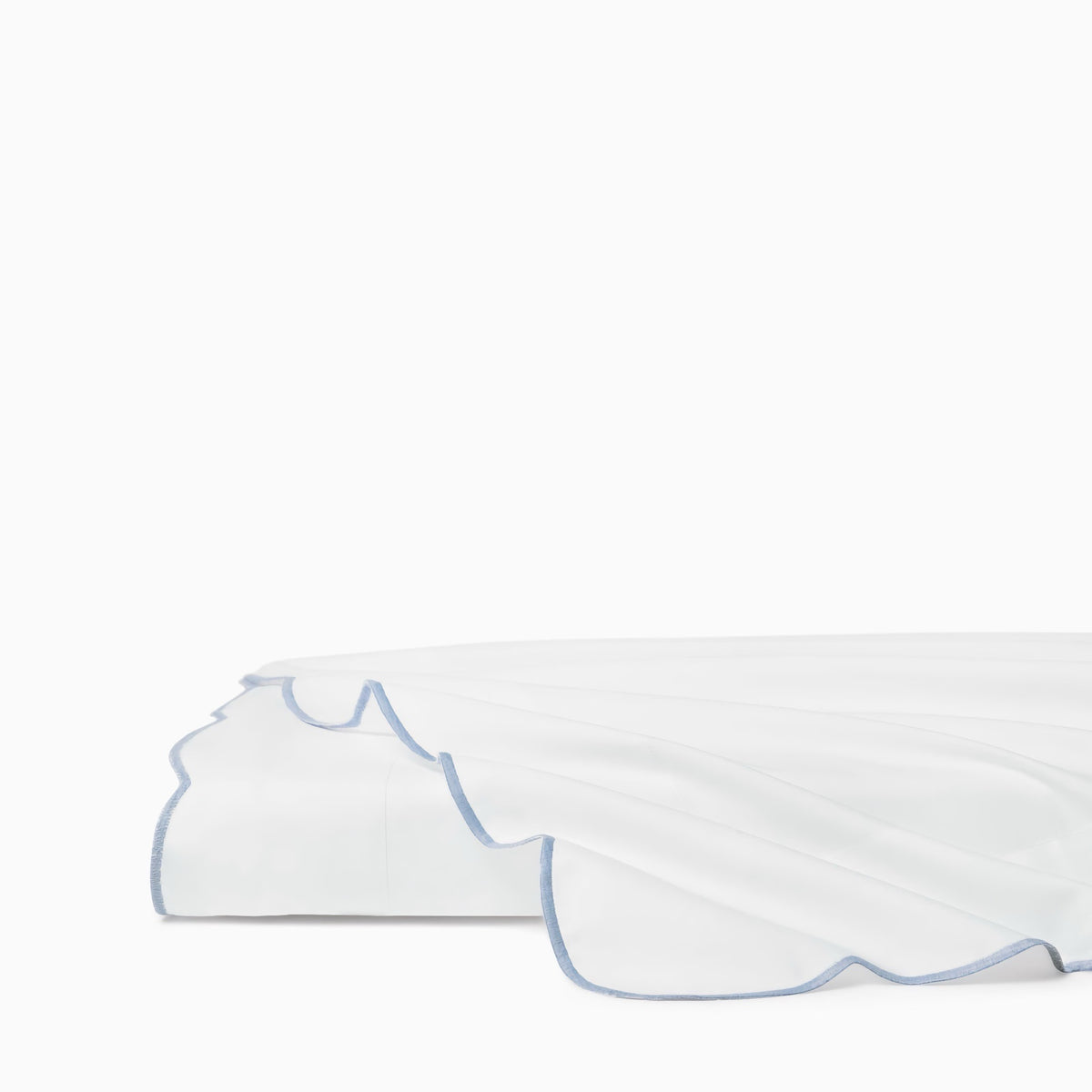 Flat Sheet of Sferra Limana Bedding in White/Sea Color