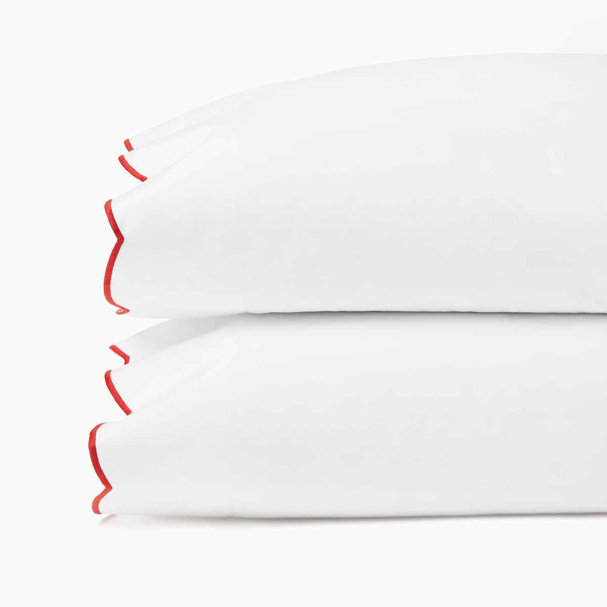 Pair of Pillowcases of Sferra Limana Bedding in White/Persimmon Color