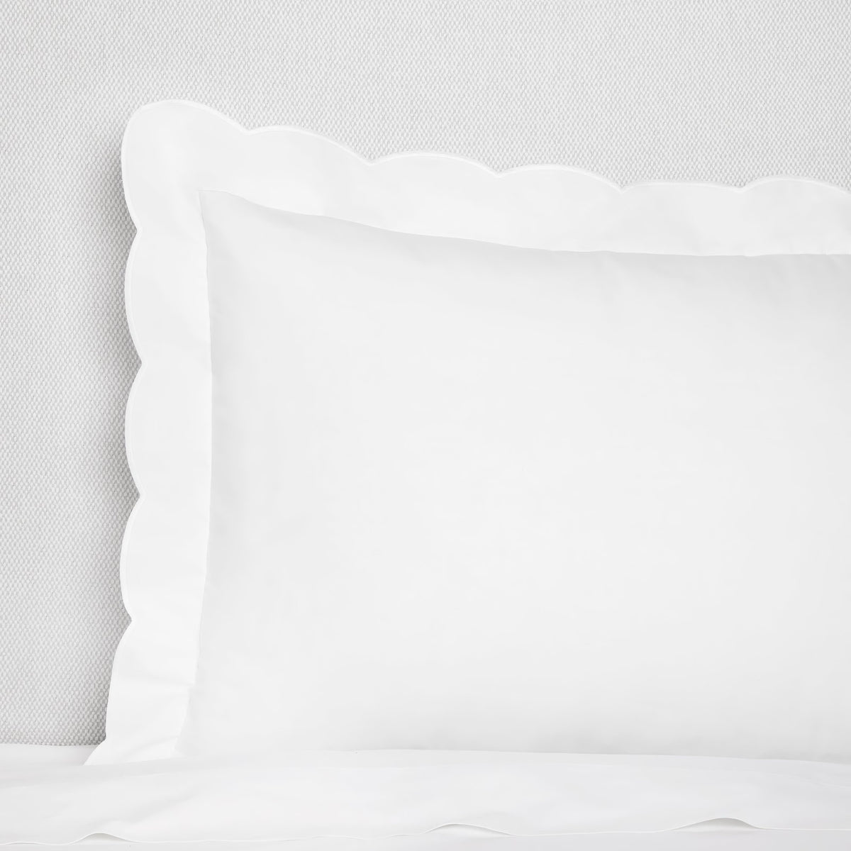 Sham Closeup of Sferra Limana Bedding in White/White Color