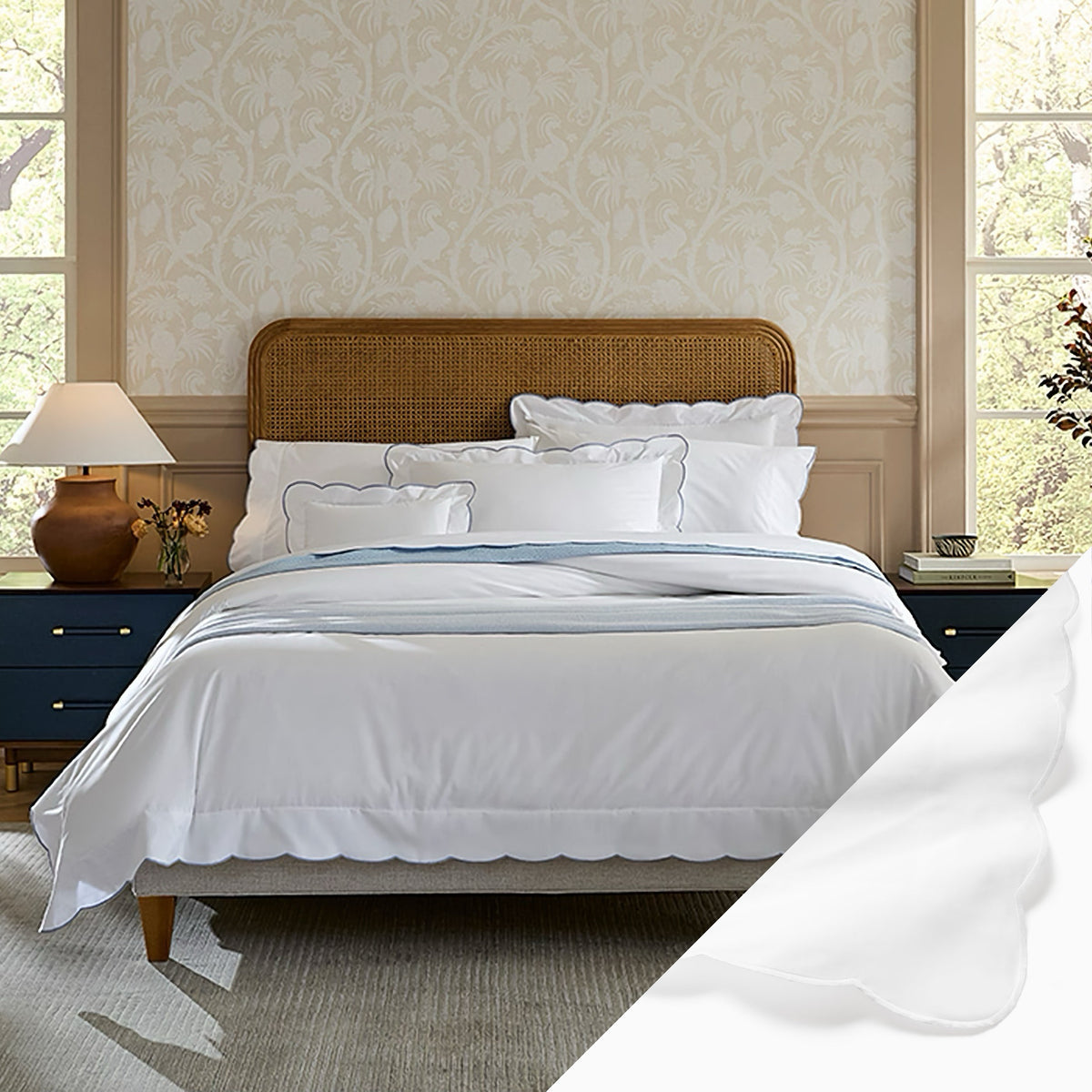 Sferra Limana Bedding with White/White Swatch