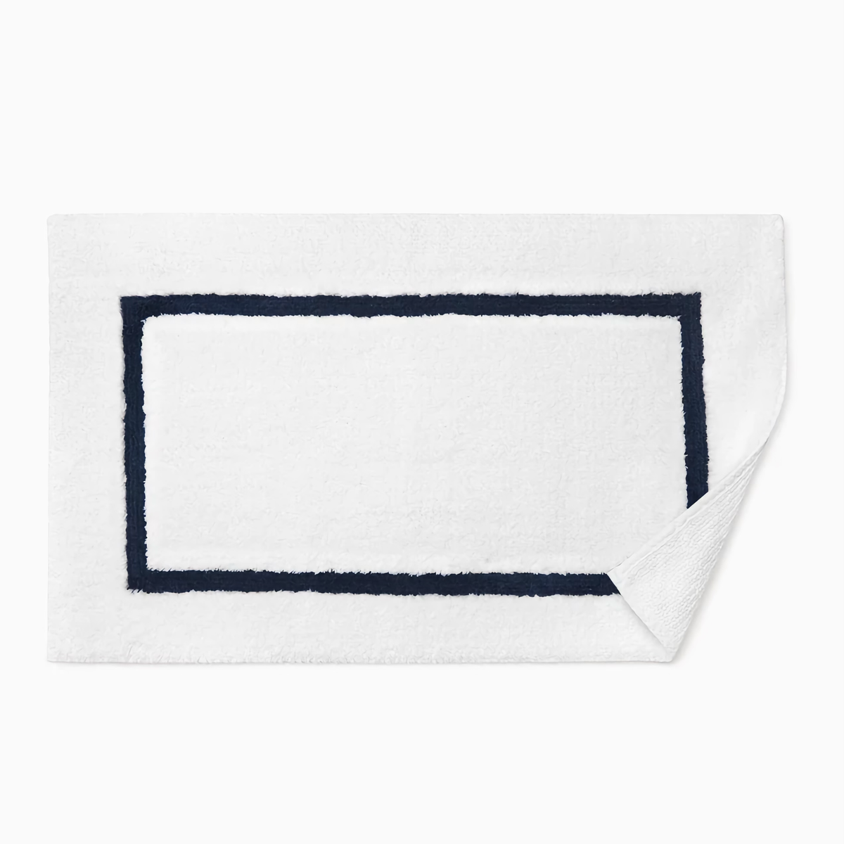 Sferra Lindo Bath Rugs in White/Navy with Fold