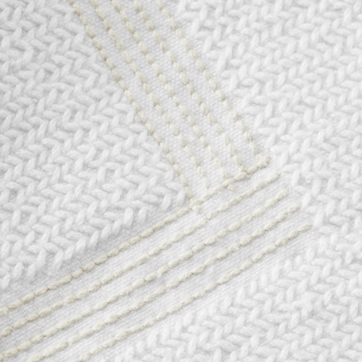 Detailed View of Sferra Lindo Bath Rugs in White Ivory Color