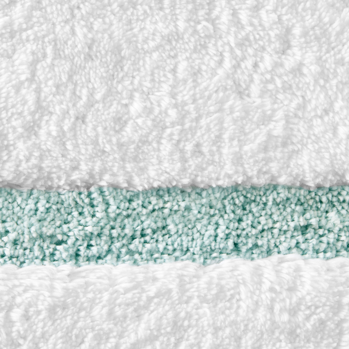 Swatch Sample of Sferra Lindo Bath Rugs in White Aqua Color
