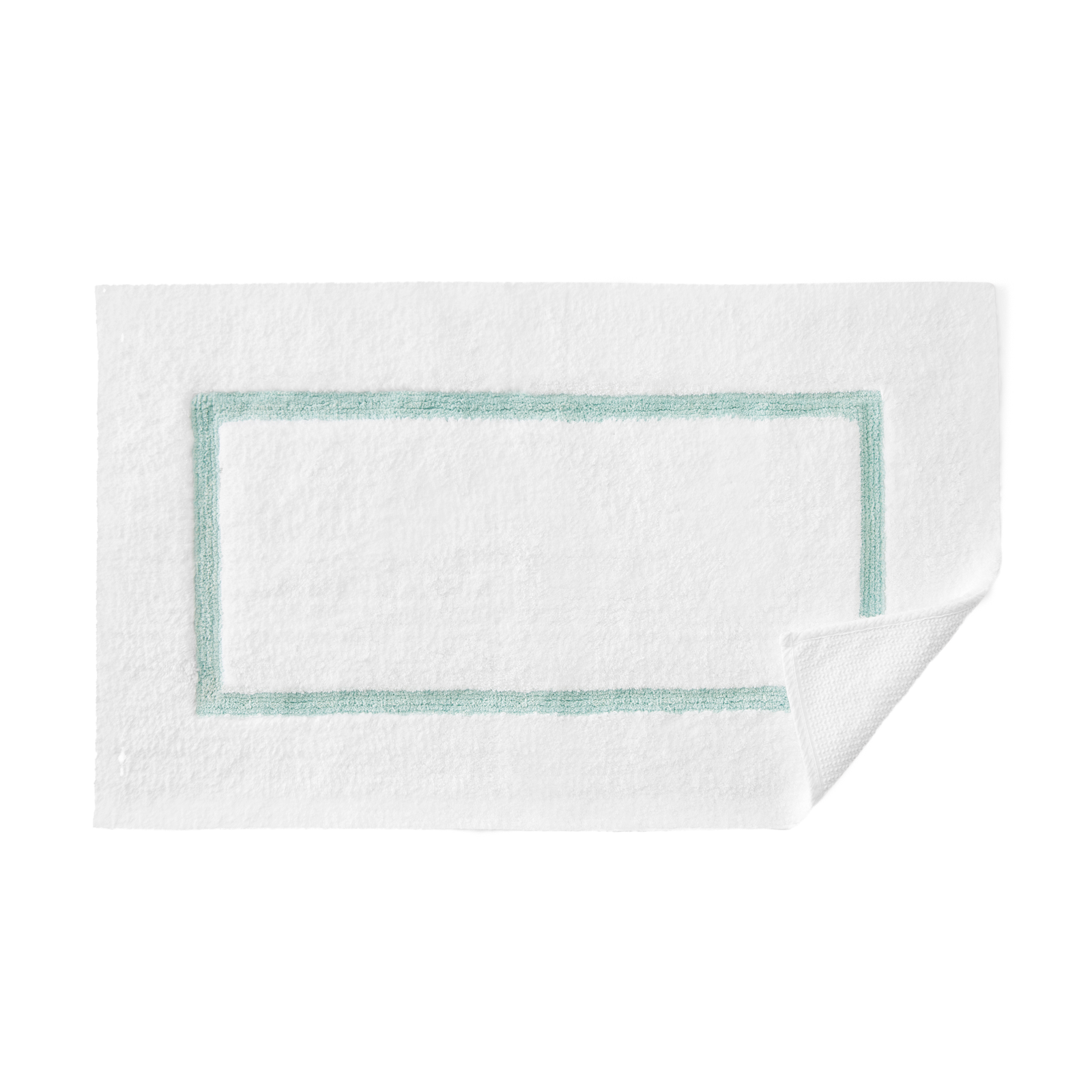 Topview of Sferra Lindo Bath Rugs in White Aqua Color