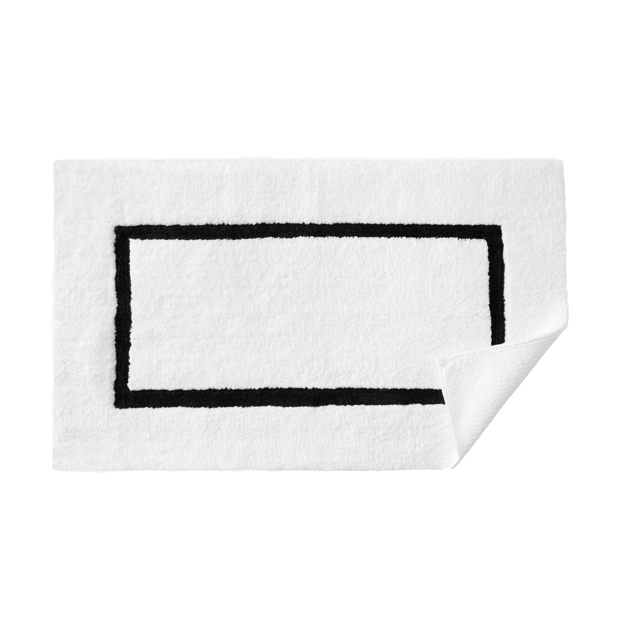 Topview of Sferra Lindo Bath Rugs in White Black Color