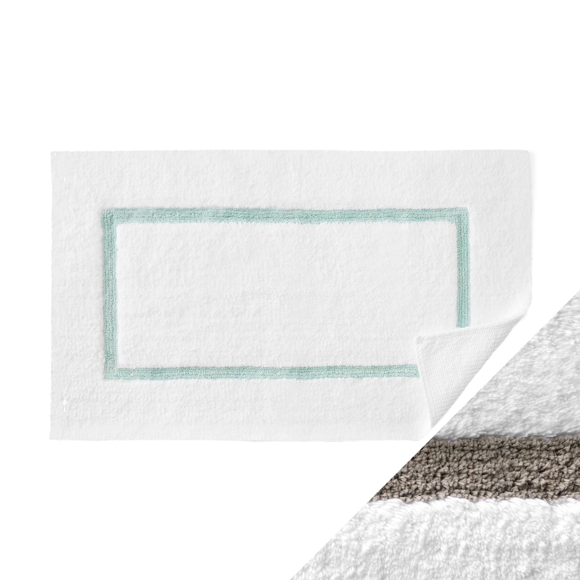 Topview of Sferra Lindo Bath Rugs in White Iron Color