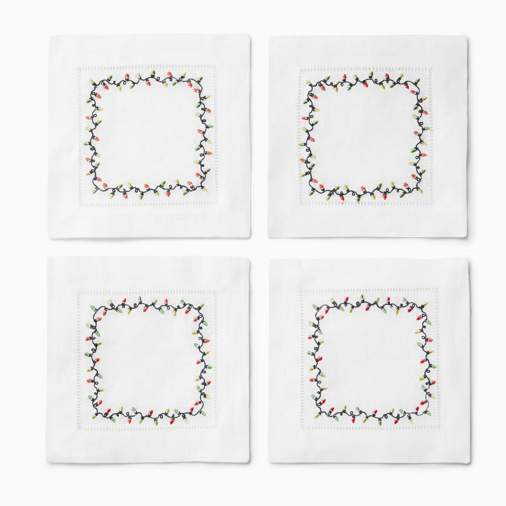 Clear Image of Sferra Luci Cocktail Napkins Red/Green Pack of 4