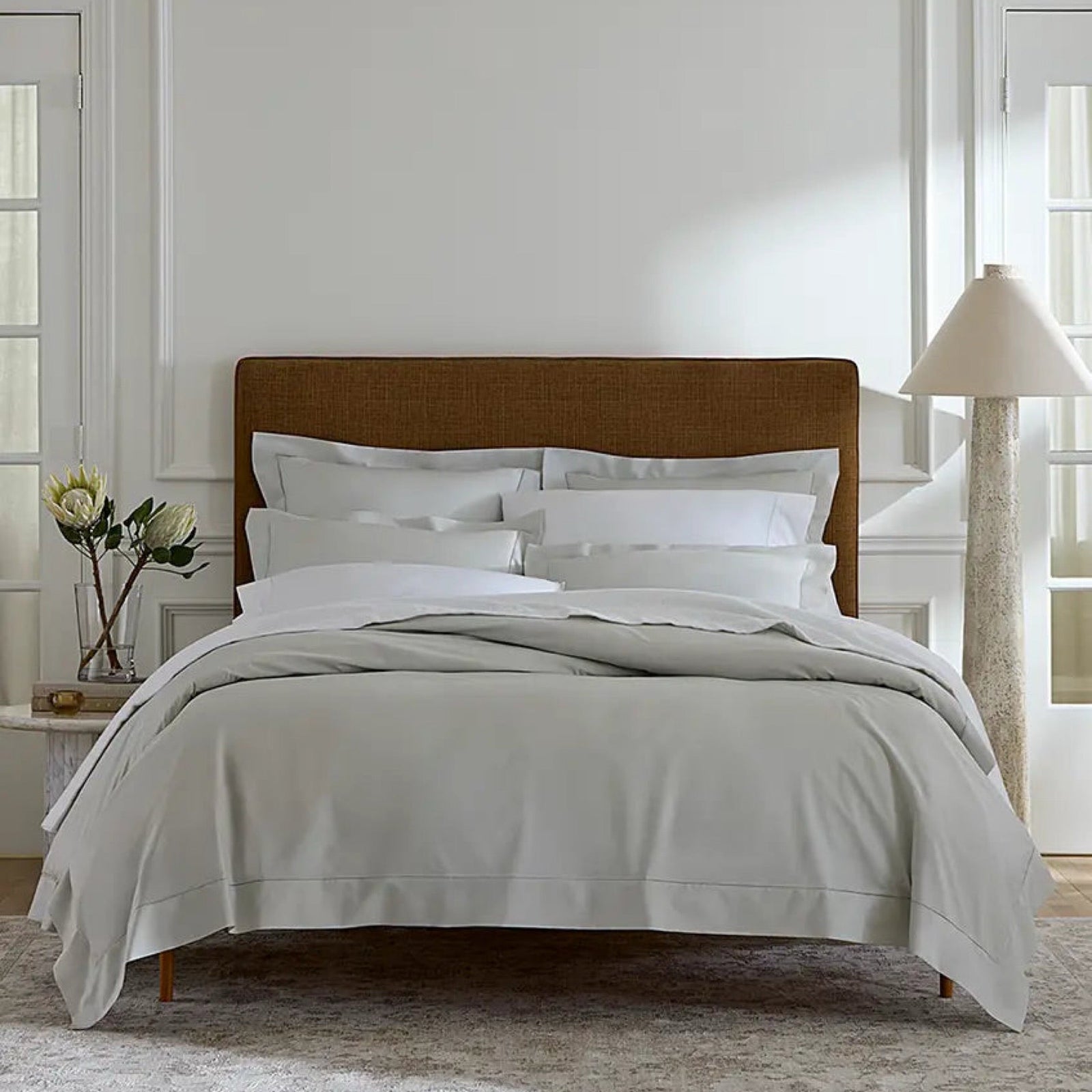 Bed in Silver Sferra Luxor Bedding Collection