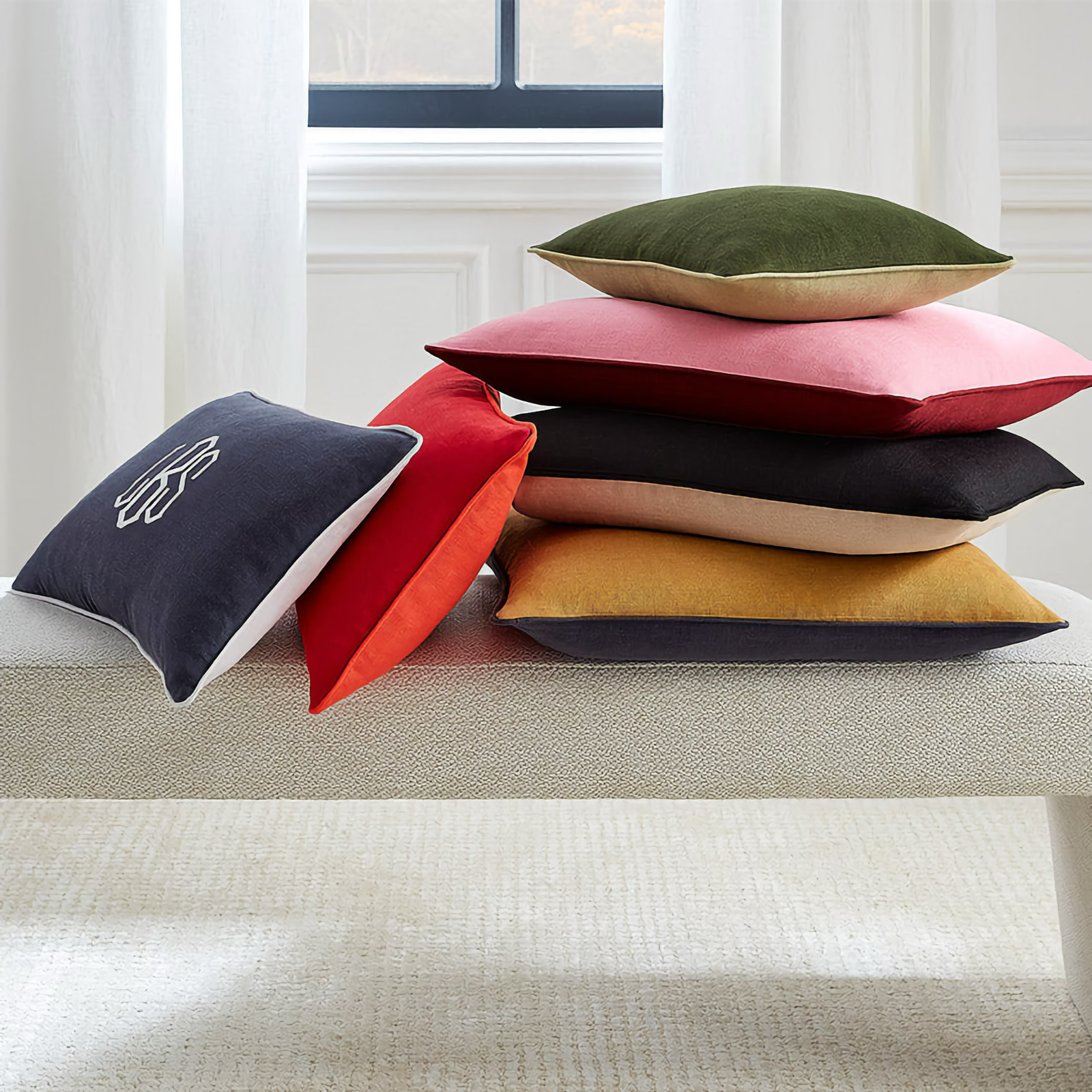 Stack of Sferra Manarola Decorative Pillows
