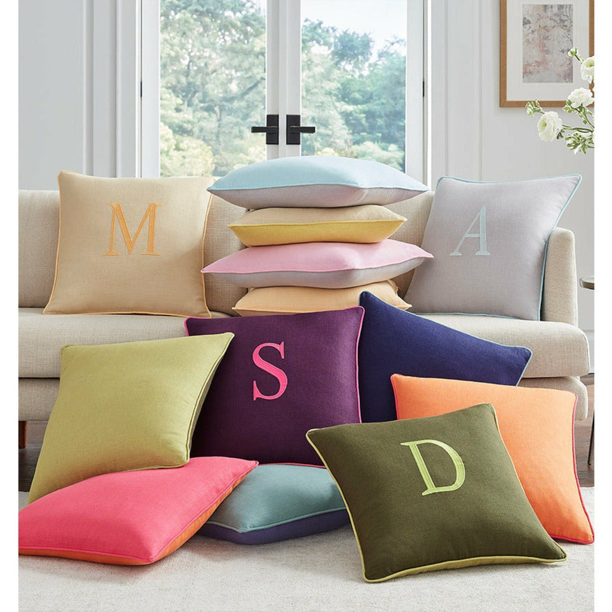 Sferra Manarola Decorative Pillow Stack Fine Linens