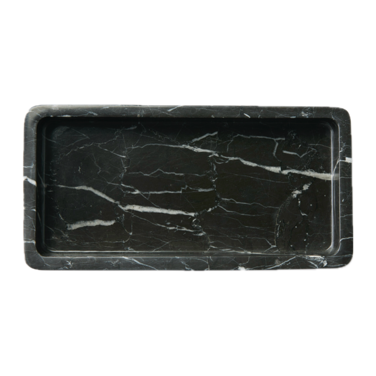 Top View of Storage Tray from Sferra Marquina Marble Bath Accessories