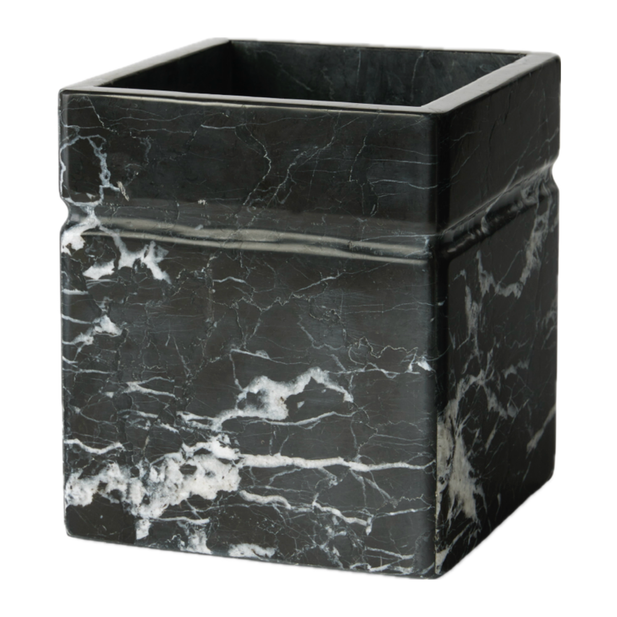 Wastebasket from Sferra Marquina Marble Bath Accessories